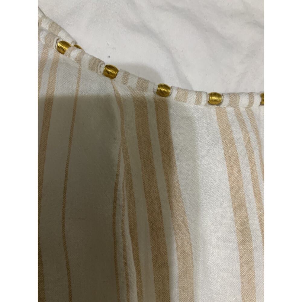 Calypso St. Barth Size 12 Beige & White Striped Beaded Linen Blend Maxi Dress - Picture 9 of 11